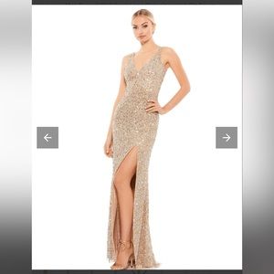 Mac Duggal high slit sequin dress